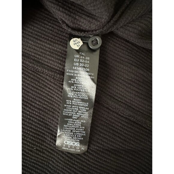 ASOS DESIGN Curve shrunken camp collar waffle knit shirt in black Size 2XL NWOT - Picture 7 of 12